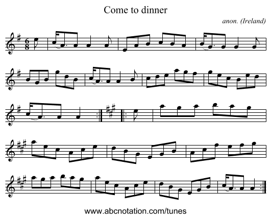 Come to dinner - staff notation