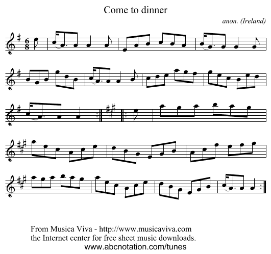 Come to dinner - staff notation