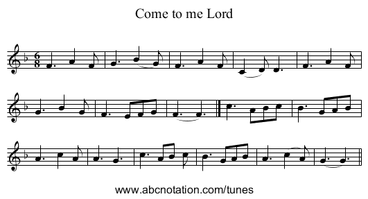 Come to me Lord - staff notation