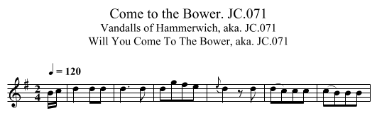 Come to the Bower. JC.071 - staff notation