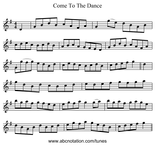 Come To The Dance - staff notation