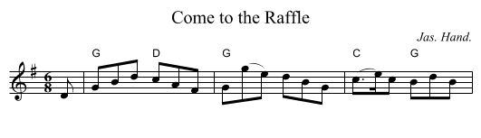 Come to the Raffle - staff notation