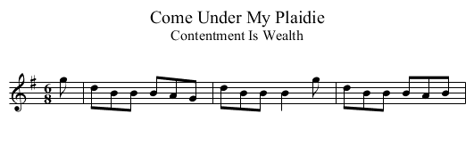 Come Under My Plaidie - staff notation