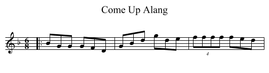 Come Up Alang - staff notation