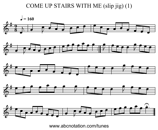COME UP STAIRS WITH ME (slip jig) (1) - staff notation