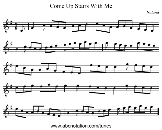 Come Up Stairs With Me - staff notation