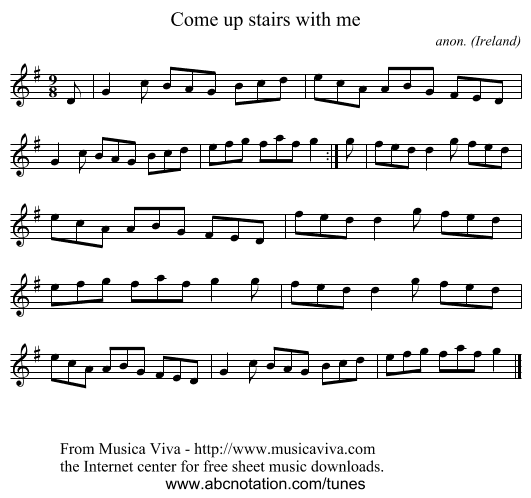 Come up stairs with me - staff notation