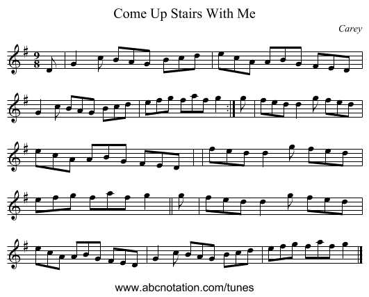 Come Up Stairs With Me - staff notation