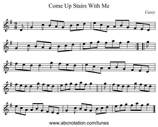 Come Up Stairs With Me - staff notation