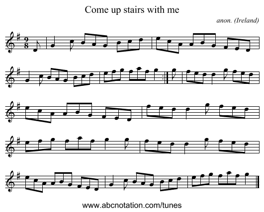 Come up stairs with me - staff notation