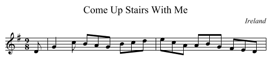 Come Up Stairs With Me - staff notation