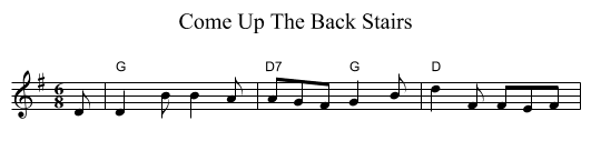 Come Up The Back Stairs - staff notation