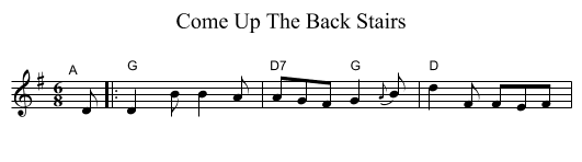 Come Up The Back Stairs - staff notation