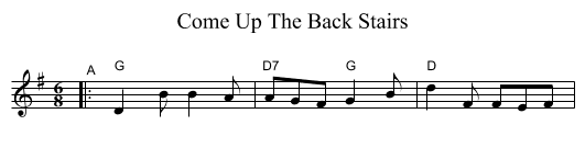 Come Up The Back Stairs - staff notation