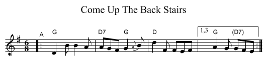 Come Up The Back Stairs - staff notation