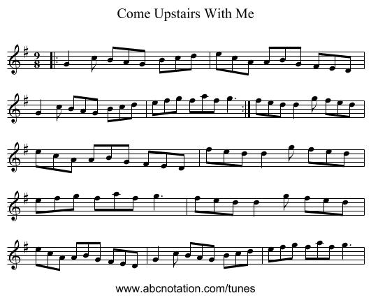 Come Upstairs With Me - staff notation
