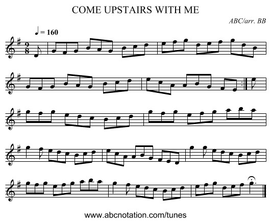 COME UPSTAIRS WITH ME - staff notation