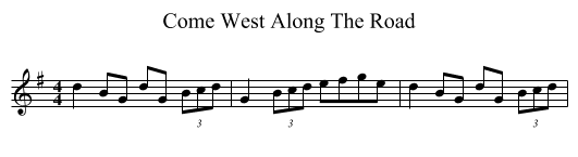Come West Along The Road - staff notation