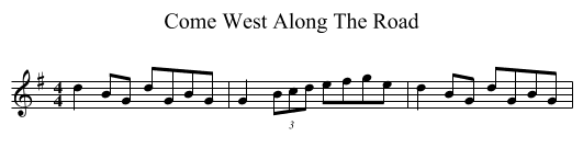 Come West Along The Road - staff notation
