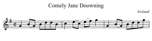 Comely Jane Doowning - staff notation