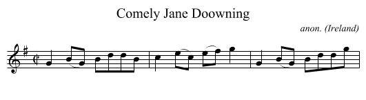 Comely Jane Doowning - staff notation