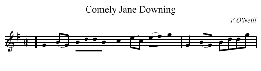 Comely Jane Downing - staff notation