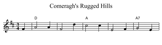 Comeragh's Rugged Hills - staff notation