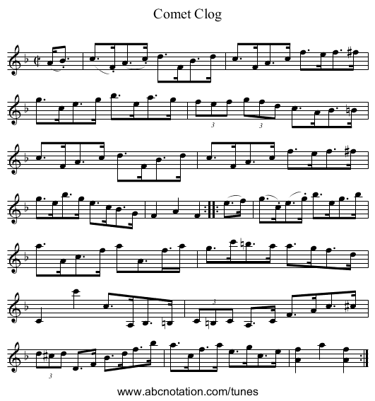 Comet Clog - staff notation