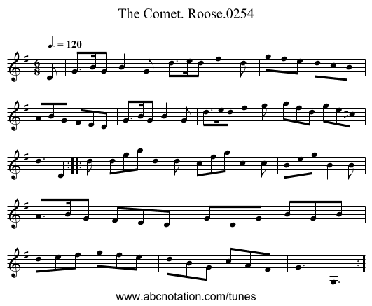 Comet. Roose.0254, The - staff notation