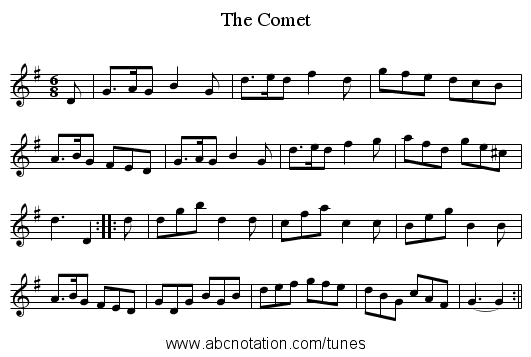 Comet, The - staff notation