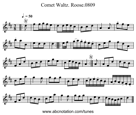 Comet Waltz. Roose.0809 - staff notation