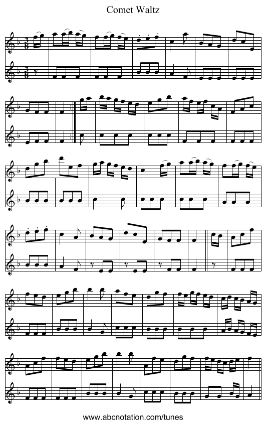 Comet Waltz - staff notation