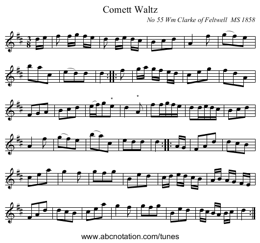 Comett Waltz - staff notation
