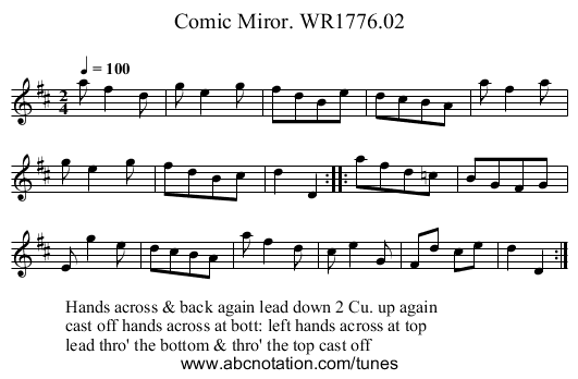 Comic Miror. WR1776.02 - staff notation