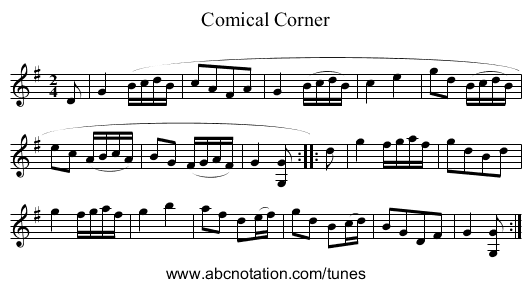 Comical Corner - staff notation
