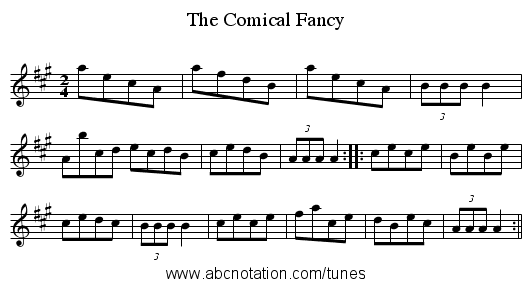 Comical Fancy, The - staff notation
