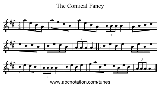 Comical Fancy, The - staff notation