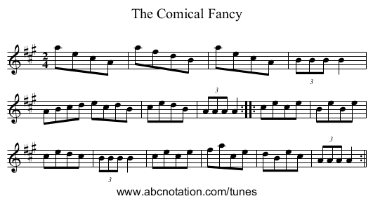 Comical Fancy, The - staff notation