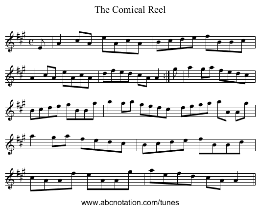 Comical Reel, The - staff notation