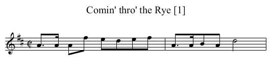 Comin' thro' the Rye [1] - staff notation