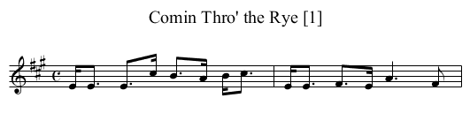 Comin Thro' the Rye [1] - staff notation