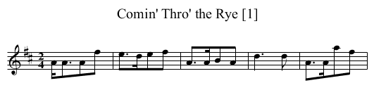 Comin' Thro' the Rye [1] - staff notation