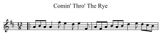 Comin' Thro' The Rye - staff notation