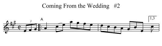 Coming From the Wedding   #2 - staff notation