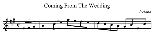 Coming From The Wedding - staff notation