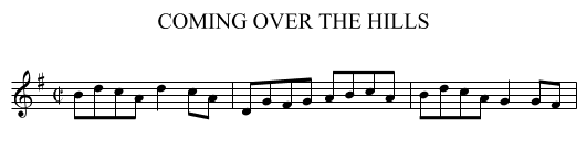 COMING OVER THE HILLS - staff notation