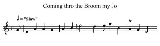 Coming thro the Broom my Jo - staff notation