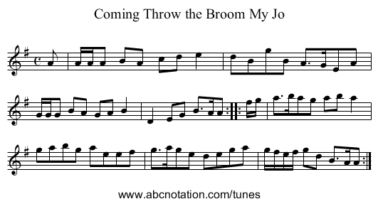 Coming Throw the Broom My Jo - staff notation
