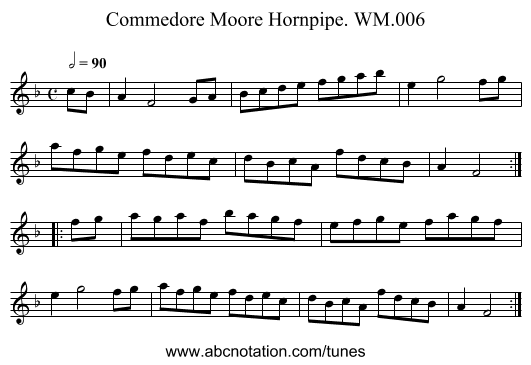 Commedore Moore Hornpipe. WM.006 - staff notation
