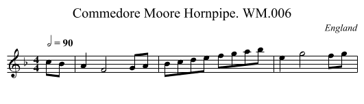 Commedore Moore Hornpipe. WM.006 - staff notation